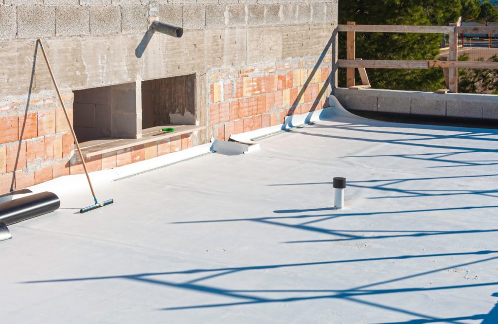 A freshly coated white roof in El Paso.