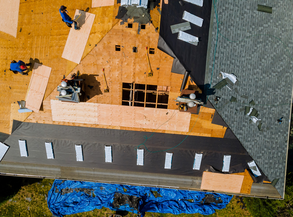 An above view of a roof replacement in El Paso.