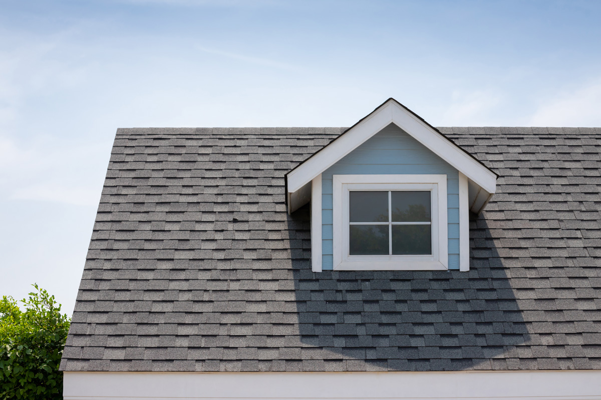 A roof on a blue home in El Paso.